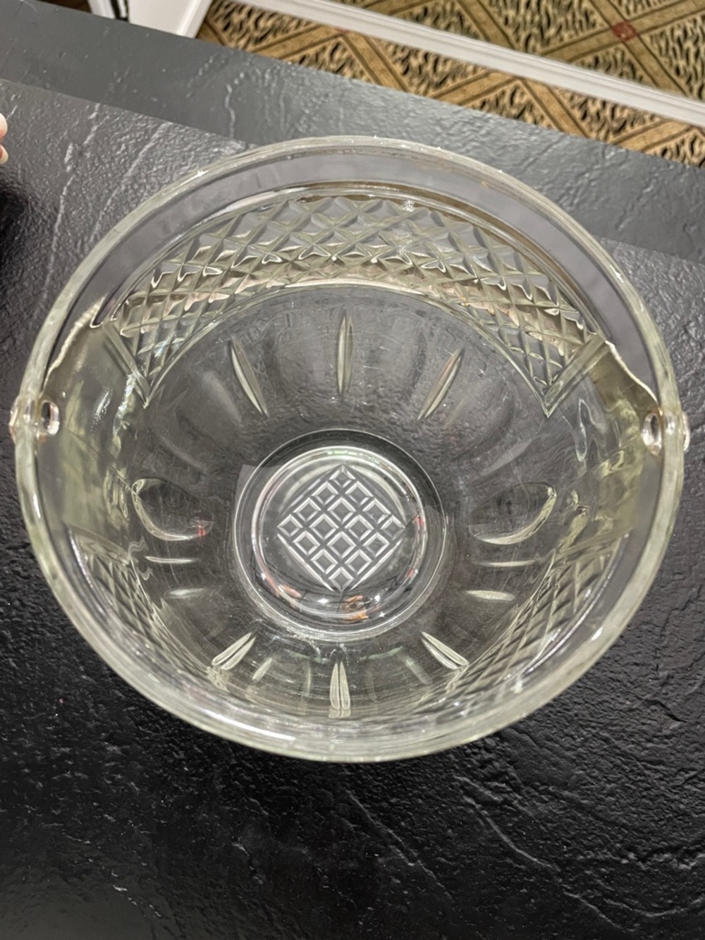 Vintage Ice BucketCut Glass Crystal Basket Pair with Silver-Tone Handles -Clear - Picture 8 of 12